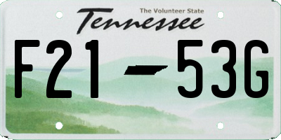 TN license plate F2153G