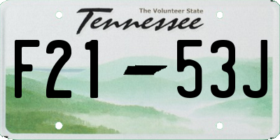 TN license plate F2153J