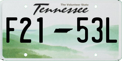 TN license plate F2153L