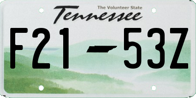 TN license plate F2153Z