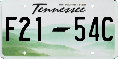 TN license plate F2154C