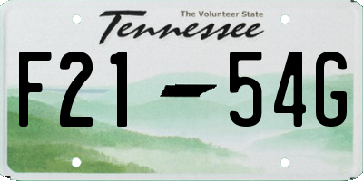 TN license plate F2154G