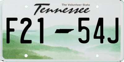 TN license plate F2154J