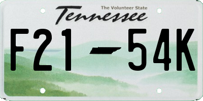 TN license plate F2154K