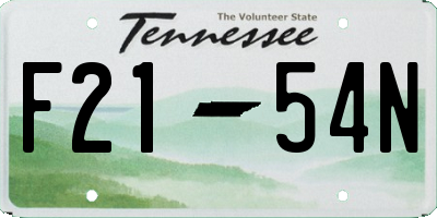 TN license plate F2154N