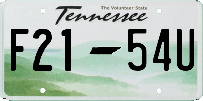 TN license plate F2154U
