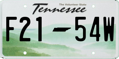 TN license plate F2154W