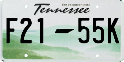 TN license plate F2155K
