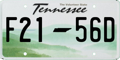 TN license plate F2156D