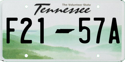 TN license plate F2157A