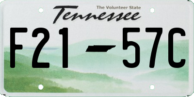TN license plate F2157C