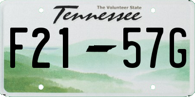 TN license plate F2157G