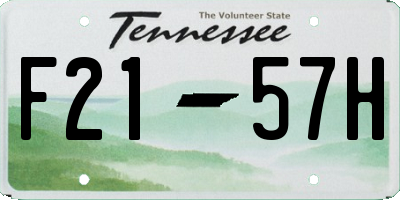 TN license plate F2157H