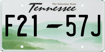 TN license plate F2157J