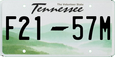 TN license plate F2157M
