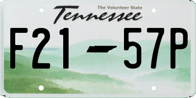 TN license plate F2157P
