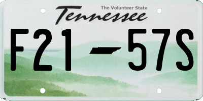 TN license plate F2157S