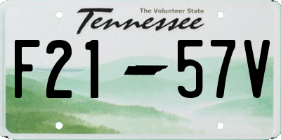 TN license plate F2157V
