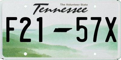 TN license plate F2157X