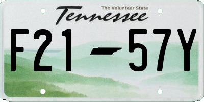 TN license plate F2157Y