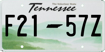 TN license plate F2157Z