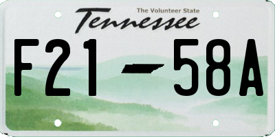 TN license plate F2158A