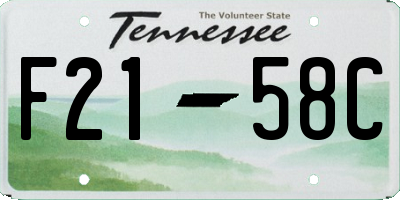 TN license plate F2158C