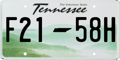 TN license plate F2158H