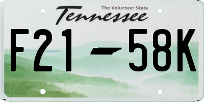 TN license plate F2158K