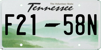 TN license plate F2158N
