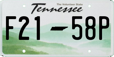TN license plate F2158P
