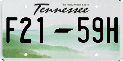 TN license plate F2159H