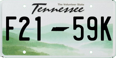 TN license plate F2159K