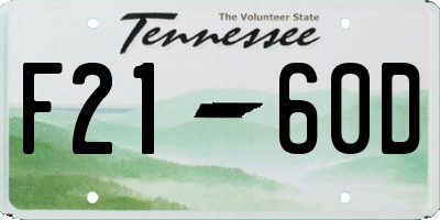 TN license plate F2160D