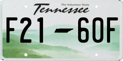 TN license plate F2160F