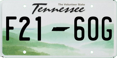 TN license plate F2160G