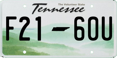 TN license plate F2160U