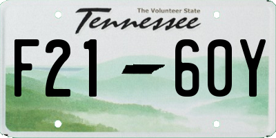 TN license plate F2160Y