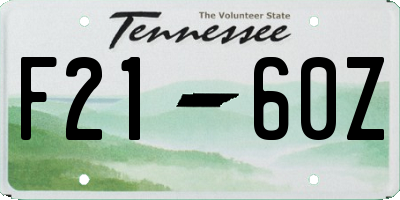 TN license plate F2160Z