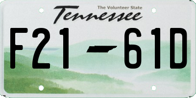 TN license plate F2161D