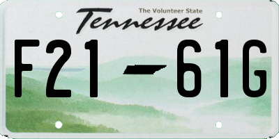 TN license plate F2161G