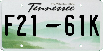 TN license plate F2161K