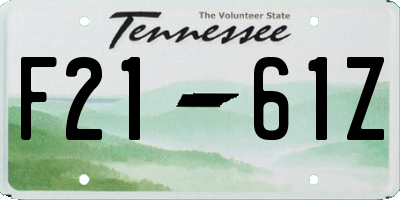 TN license plate F2161Z