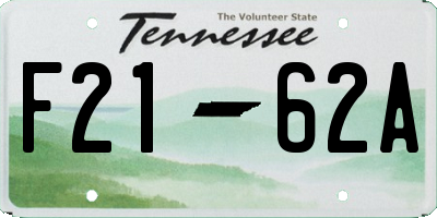 TN license plate F2162A