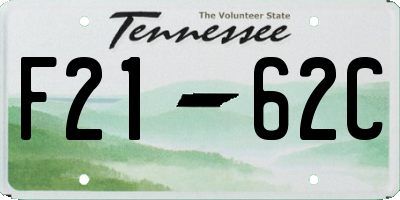 TN license plate F2162C