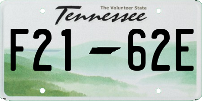 TN license plate F2162E