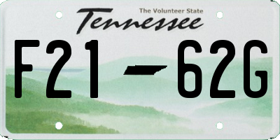 TN license plate F2162G