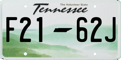 TN license plate F2162J