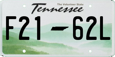 TN license plate F2162L