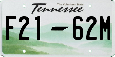 TN license plate F2162M